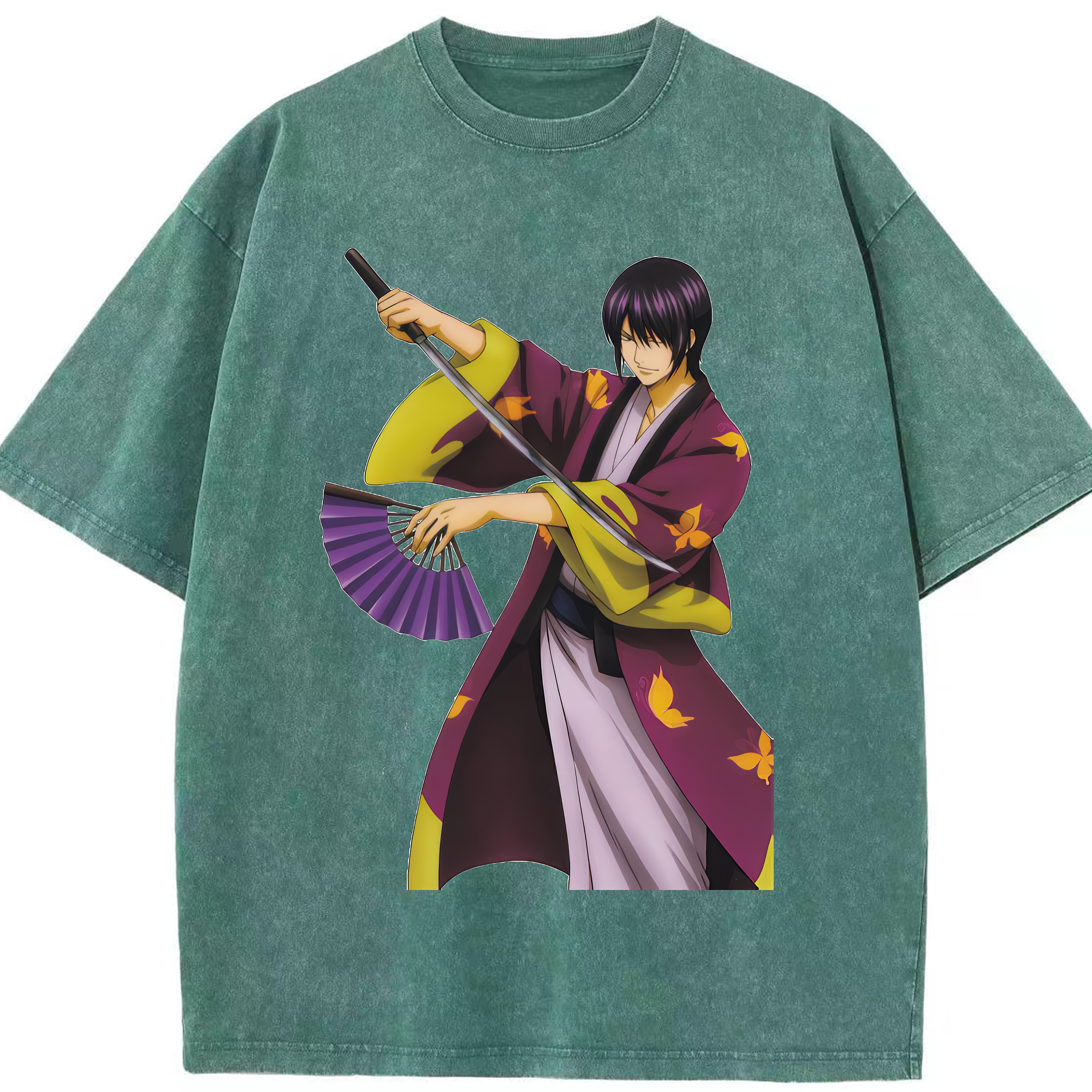 （画像用） ぎんたま 坂田銀時（さかたぎんとき） 神楽 志村新八（しむら しんぱち） GINTAMA Sakata Gintoki Kagura Shimura Shinpachi 綿100% ヴィンテージ風 半袖Tシャツ（フロントプリント）